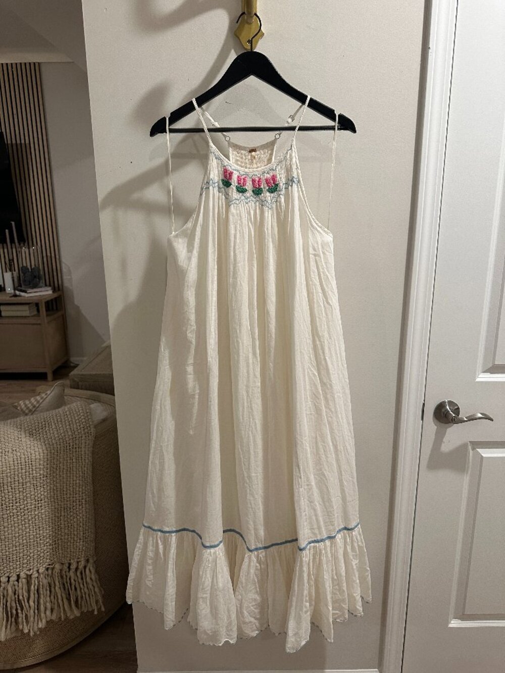 FREE PEOPLE Tip Toeing Tulip Midi Dress in Whisper White Size Small - Picture 4 of 13